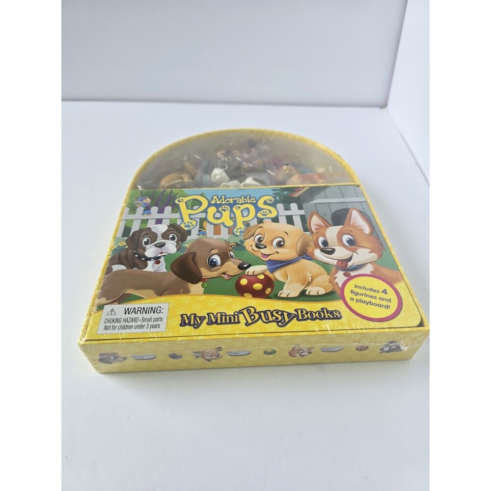 Adorable Pups My Mini Busy Book with 4 Pup Figurines And Play Board.